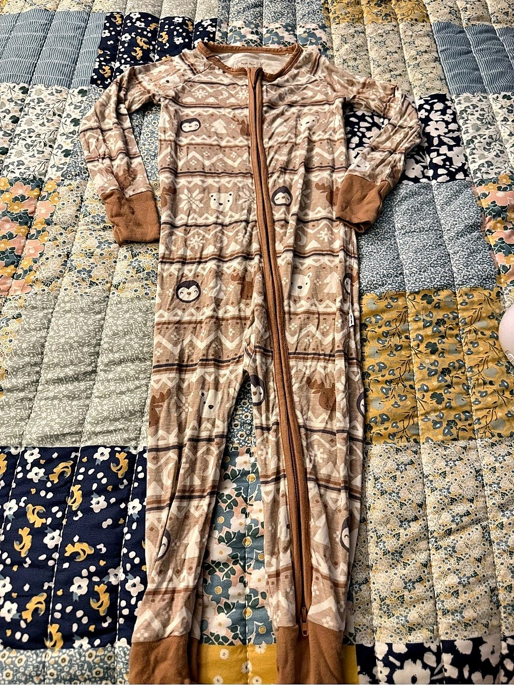 little sleepies Baby Footie Brown & Blue 18-24M